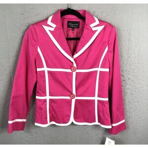 Vintage Giancarlo Ferrari Jacket Womens 4P Petite Hot Pink White Trim Preppy NEW
